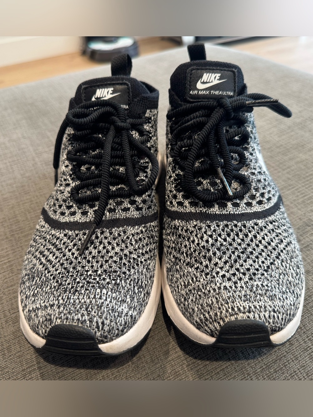 Nike Air Max Thea Ultra Knit Sneakers - Black & White Knit